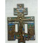 Крест Распятие с предстоящими. 5 эмалей.