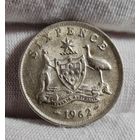 6 пенсов 1962 года, Австралия, Серебро, СОХРАН!