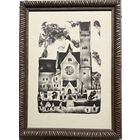 Селещук Н.М "Красный костёл в Минске" или "Пиковая дама", литография. Размер с рамой 53х72 см.