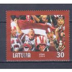 [2266] Латвия 2004. Спорт.Хоккей.Чемпионат мира.Фанаты на трибуне. Одиночный выпуск. Гашеная марка.