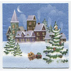 Салфетка для декупажа 33х33см. С новым годом! Пейзаж. Зима.