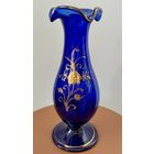 Ваза стекло кобальт/золото Чехословакия 1970х