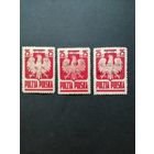 Польша 1944 Полная серия марок c надпечатками на Mi.383 "Преобразование национального совета в народно-освободительное временное правительство" (чистые без клея наклейки) Mi.386-388 каталог 10.00 евро