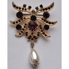 Брошь, гранатовые кристаллы. 80-е, Чехословакия
