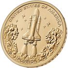 1 доллар 2025 года США. Космический шаттл, мыс Канаверал, Флорида. Американские инновации. UNC двор Р