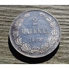 2 марки для Финляндии. Николай Второй. Штемпельная. Патина