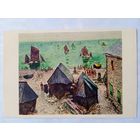 Моне. Лодки в Винтеркуартье. Издание США 9х14