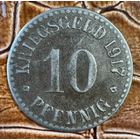 Монета 10 пфеннигов 1917 год. Кассель. Веймарская республика.