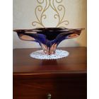 Ваза для фруктов. Чехословакия, цветное стекло. Диаметр 32 см, высота 15 см.