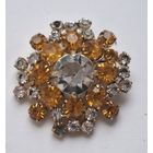 Брошь с цитриновыми кристаллами,  70-е годы, Чехословакия