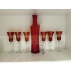 Графин и 6 фужеров. Набор для ликёра.  Рубиновое стекло.  Распродажа коллекции!!!
