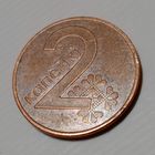 Беларусь 2 копейки 2009. Брак, выкрошка на аверсе и реверсе.