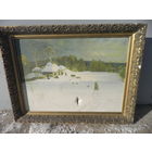 Картина Зимний вечер репродукция на спецткани 70-е г.С рубля