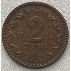 Литва 2 цента 1936 г.