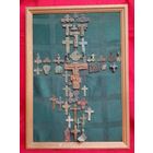 Крестики старые,панно, композиция из осколков старины