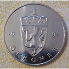 Норвегия 5 крон 1992 (редкий тип), 11,50 г, 29,5 мм, медно-никелевая.  Краузе - KM# 437.