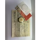 Винтажные часы "Луч" 2356, СССР, полный комплект, позолота + серебро, редкость, 12-гранный корпус, состояние отличное