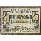 Нотгельд 25 пфеннигов 1920 год. Букстехуд. Веймарская республика