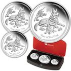 RARE Австралия 3,5 доллара 2018г. Австралийская лунная серия II: "Год Собаки". Набор: PROOF. Монеты в капсулах; подарочном футляре; номерной сертификат; коробка. СЕРЕБРО 108,873гр.(3,5 oz).