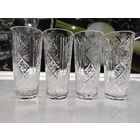 С 1 рубля. Винтажный Набор из 4-х стаканов с резным декором, хрусталь, алмазная грань, СССР, 1970-1980 гг.