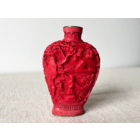 Флакон табакерка резной красный лак киноварь Китай с клеймом 6,5cm