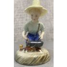 Фарфоровая статуэтка Royal Doulton.  River boy. Мальчик рыбак. 1961 год. 9 х 10 см.