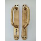 Старинные дверные ручки с накладками. Пара. Латунь.