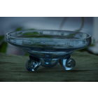 Ваза синее стекло с резьбой  ( диаметр 19,5 см , высота 8 см ) целая