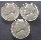 5 центов  1965.1966.1967 без МД США Джеферсон 3 монеты