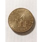 Франция 10 франков "100 лет со дня рождения Ролан Гарроса" 1988