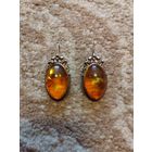Серьги серебро с янтарем СССР