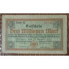 Банкнота 3 миллиона марок 1923 год. Дрезден. Веймарская республика.