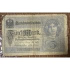 Банкнота 5 марок 1917 год. Германская империя. С рубля без МЦ.