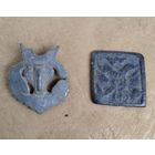 Старинная накладка с двухглавым орлом и лира.