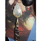 Лопатка десертная для торта из мельхиора с просечной оксидированной ручкой Казаковского производственного ювелирного объединения 70-х г. СССР