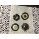 Брошь Зажим для платка Эдельвейс Перламутр и др клеймо 2 шт осталось Германия