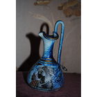 Глиняная Интерьерная Ваза/Vase, производство Афины-Греция, высота - 14 см. Ручная работа, деколь, ручная роспись. Изделие - авторское, с элементами ручной росписи - кувшин сувенирный 20-21 век наш вр.