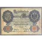 Банкнота 20 марок 1908 год. Германская империя.