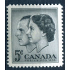 Канада - 1957г. - визит королевской четы - 1 марка - полная серия, MLH [Mi 321]. #3-WK-100-A-2