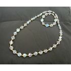 Комплект бусы и браслет из чешского стекла АБ с бисером крупные бусины