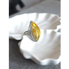 Винтажное кольцо из янтаря медового оттенка, мельхиор р 17