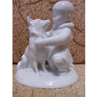 СТАТУЭТКА ДРУЖБА.ЯКУТ С СОБАКОЙ.ИФЗ-ЛФЗ.БЕЛАЯ.