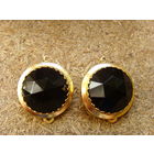 Клипсы крупные . Черное ювелирное стекло . Времен СССР