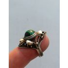 Редкое кольцо СССР серебро 916 пр, речной жемчуг, малахит, торги с Рубля