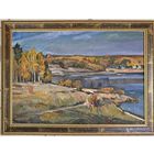 Катков С.П "Осень над водой", 1960 г. Холст, масло на картоне. Размер 50х70 см.