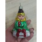 Елочные игрушки, стекло, саночник, мальчик на санках, каталог, толстое стекло