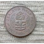 Werty71 Новая Зеландия 1/2 пенни 1957 Елизавета 2 Хей-Тики подвеска Маори Блеск