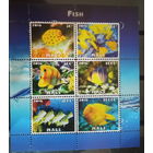 Блок  РЫБЫ МОРСКИЕ ОБИТАТЕЛИ ФАУНА   MNH