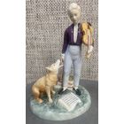 Винтажная фарфоровая статуэтка Англия Royal Doulton 2872 Young Master Мальчик со скрипкой и собакой. 16 х 18 см