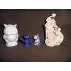 Статуэтки Синий змей ГЖЕЛЬ (фарфор,надпись Водка 40 градусов),Святое семейство(полистоун),Сова(шлифованный гипс.).С рубля.